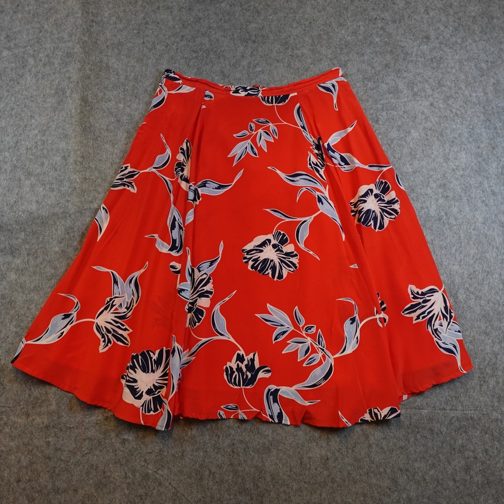 Yumi Kim Skirt Women Medium Red Silk Cassie Floral ALine Knee Length
